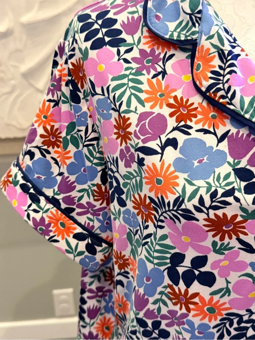Kate Spade NY Floral Pajama Set XL Short Sleeve Pants Loungewear Two-Piece Match